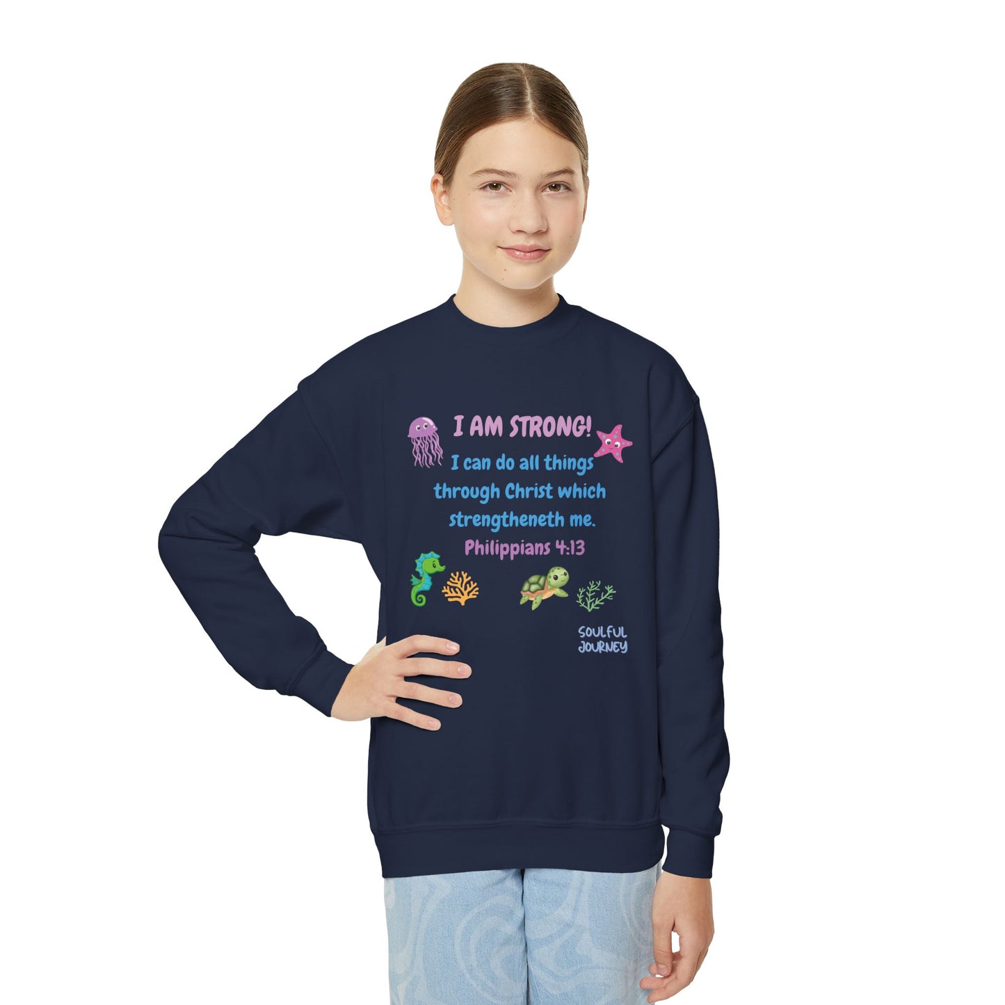 I Am Strong! Youth, Crewneck, Sweatshirt. -Soulful Journey!