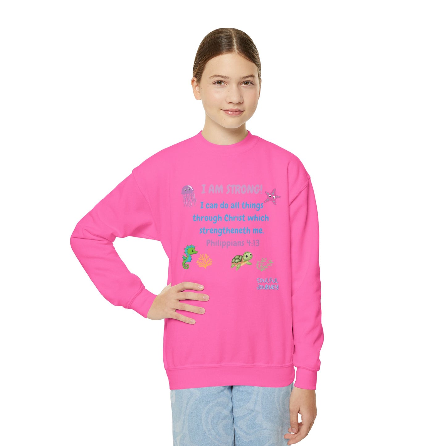 I Am Strong! Youth, Crewneck, Sweatshirt. -Soulful Journey!