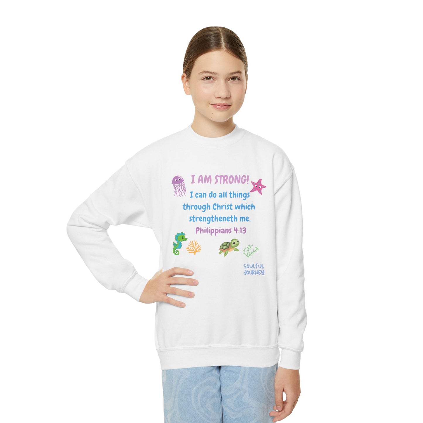 I Am Strong! Youth, Crewneck, Sweatshirt. -Soulful Journey!