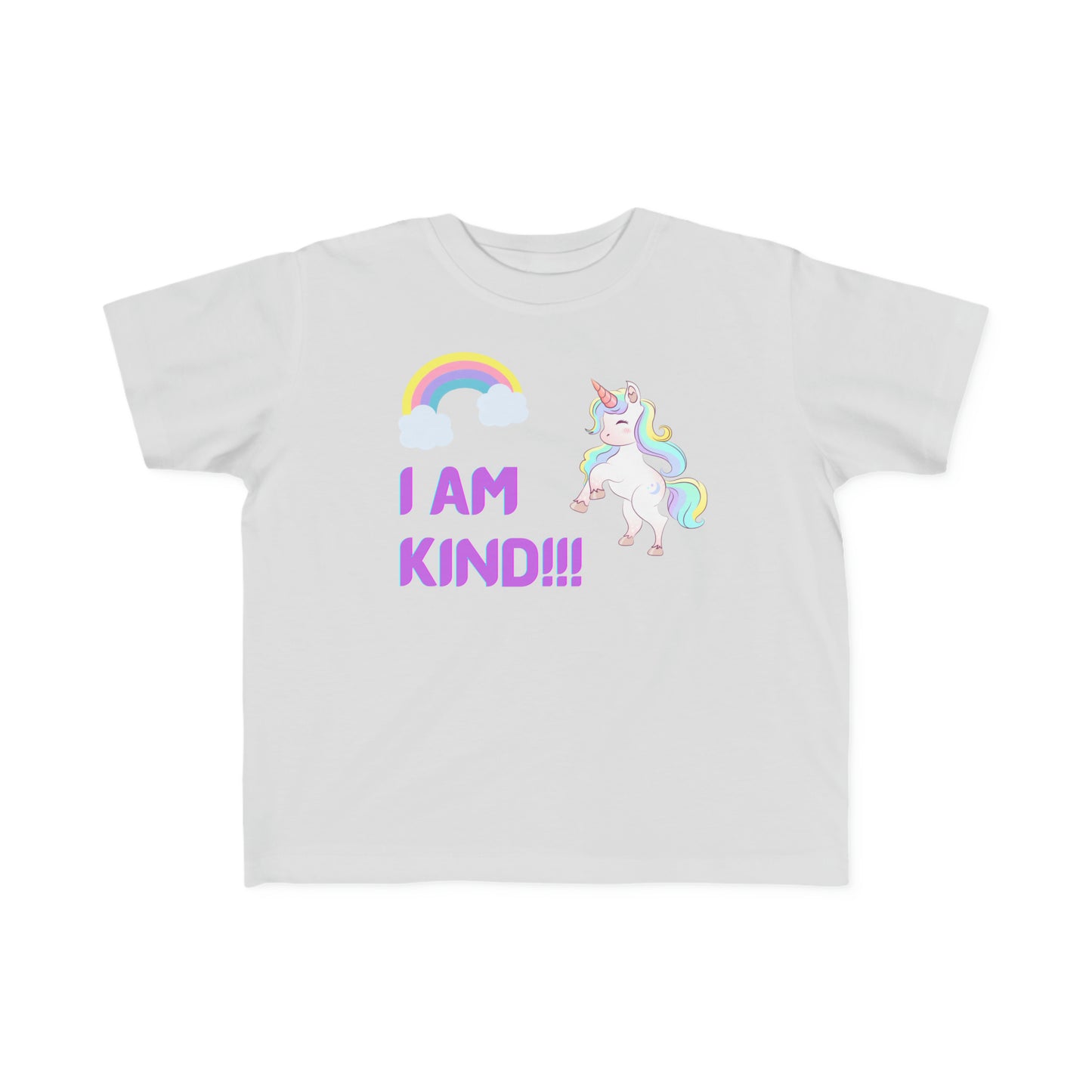Toddler's Fine Jersey Tee I am kind! Unicorn and Rainbows.