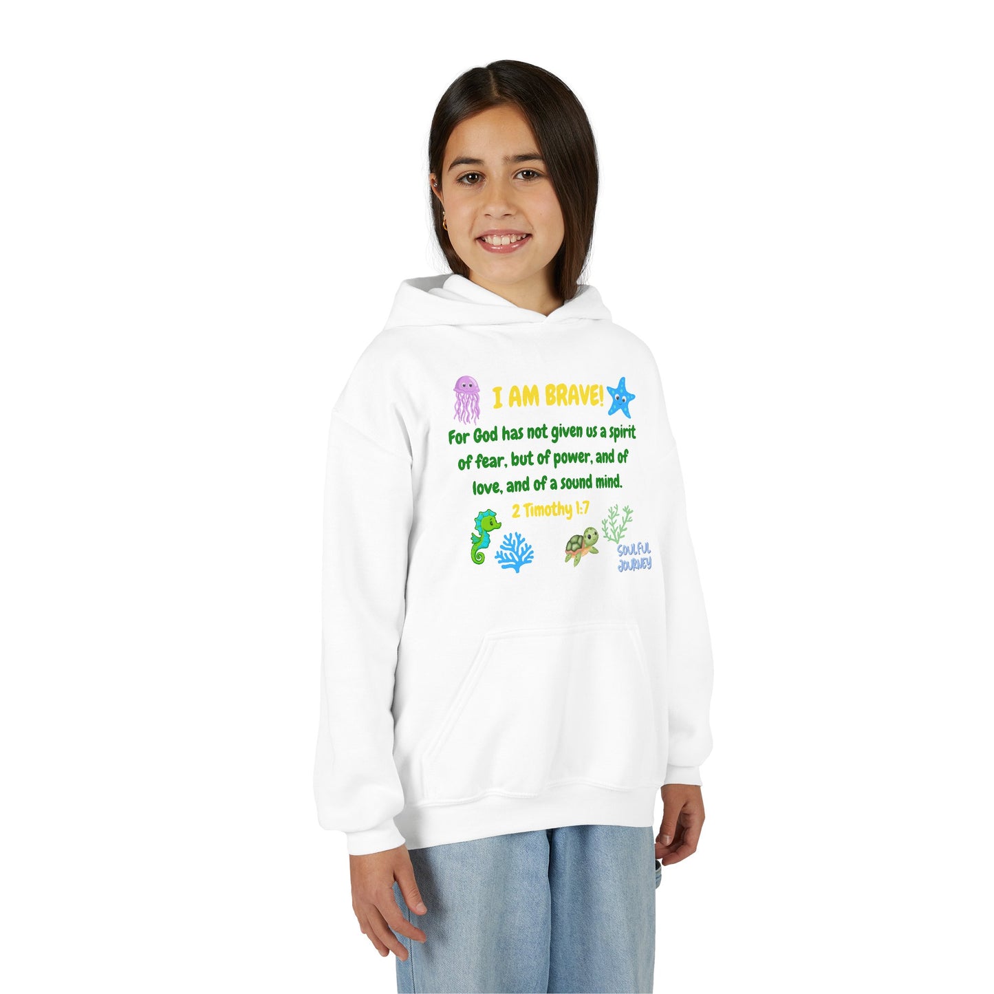 I Am Brave! Youth Hoodie. -Soulful Journey!