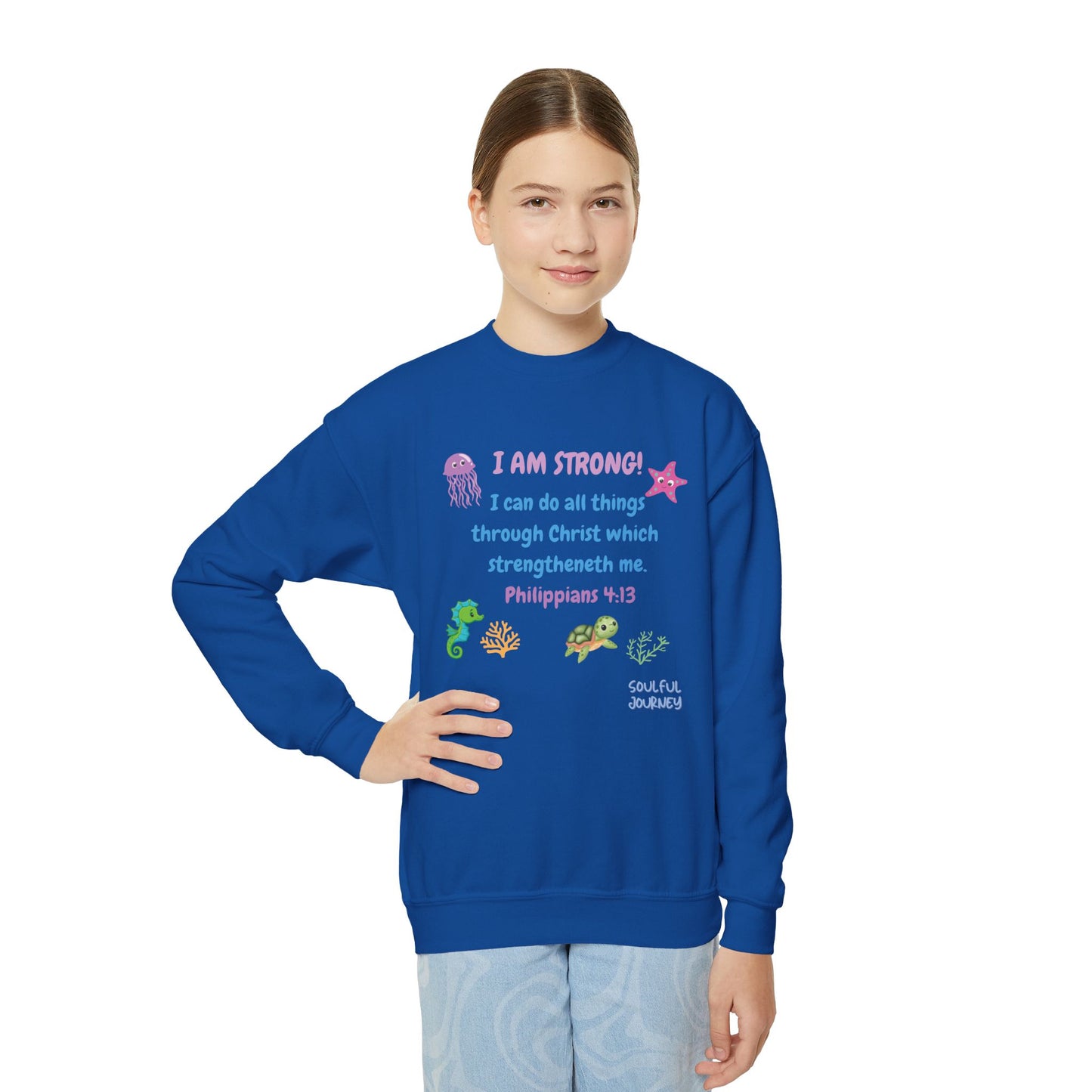 I Am Strong! Youth, Crewneck, Sweatshirt. -Soulful Journey!