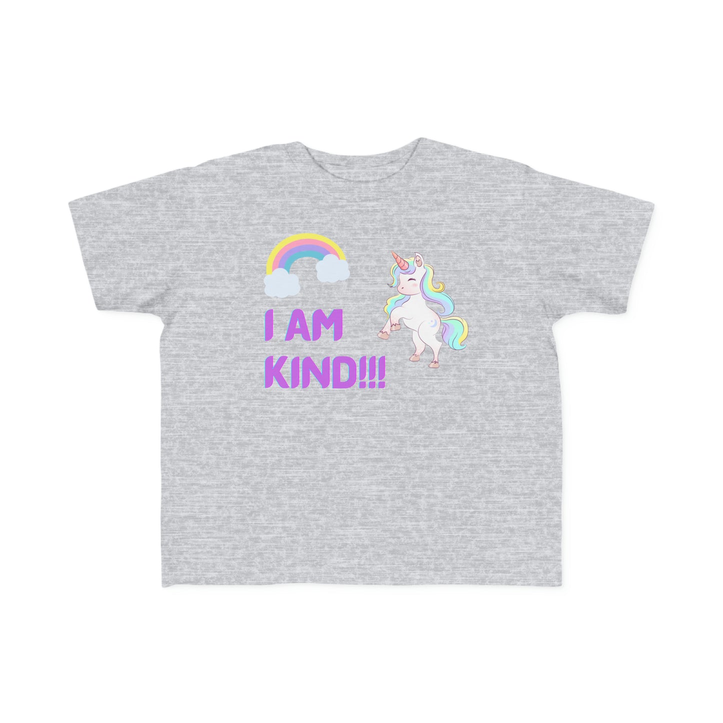 Toddler's Fine Jersey Tee I am kind! Unicorn and Rainbows.