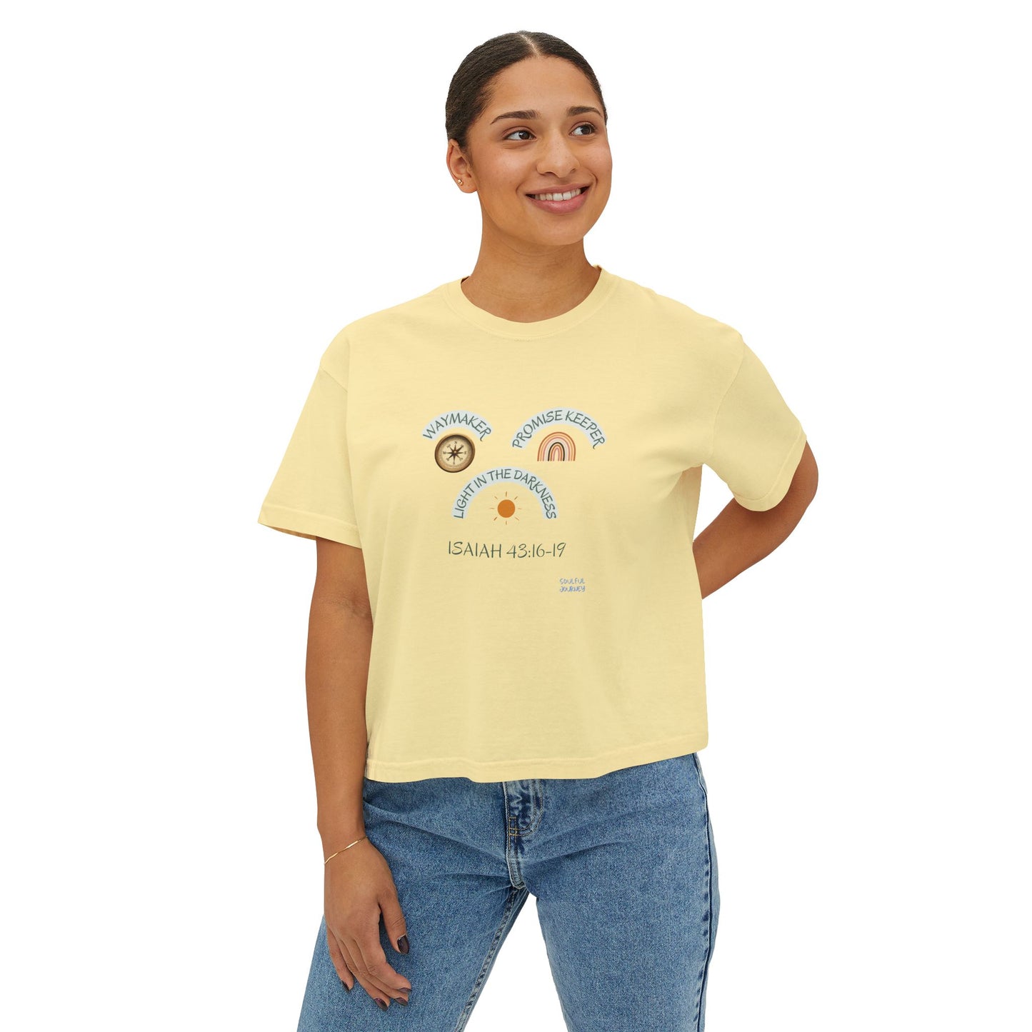 Waymaker, Promise Keeper, Light In The Darkness! Women's, Boxy, Cotton, Women's Sizing, T-Shirt. -Soulful Journey