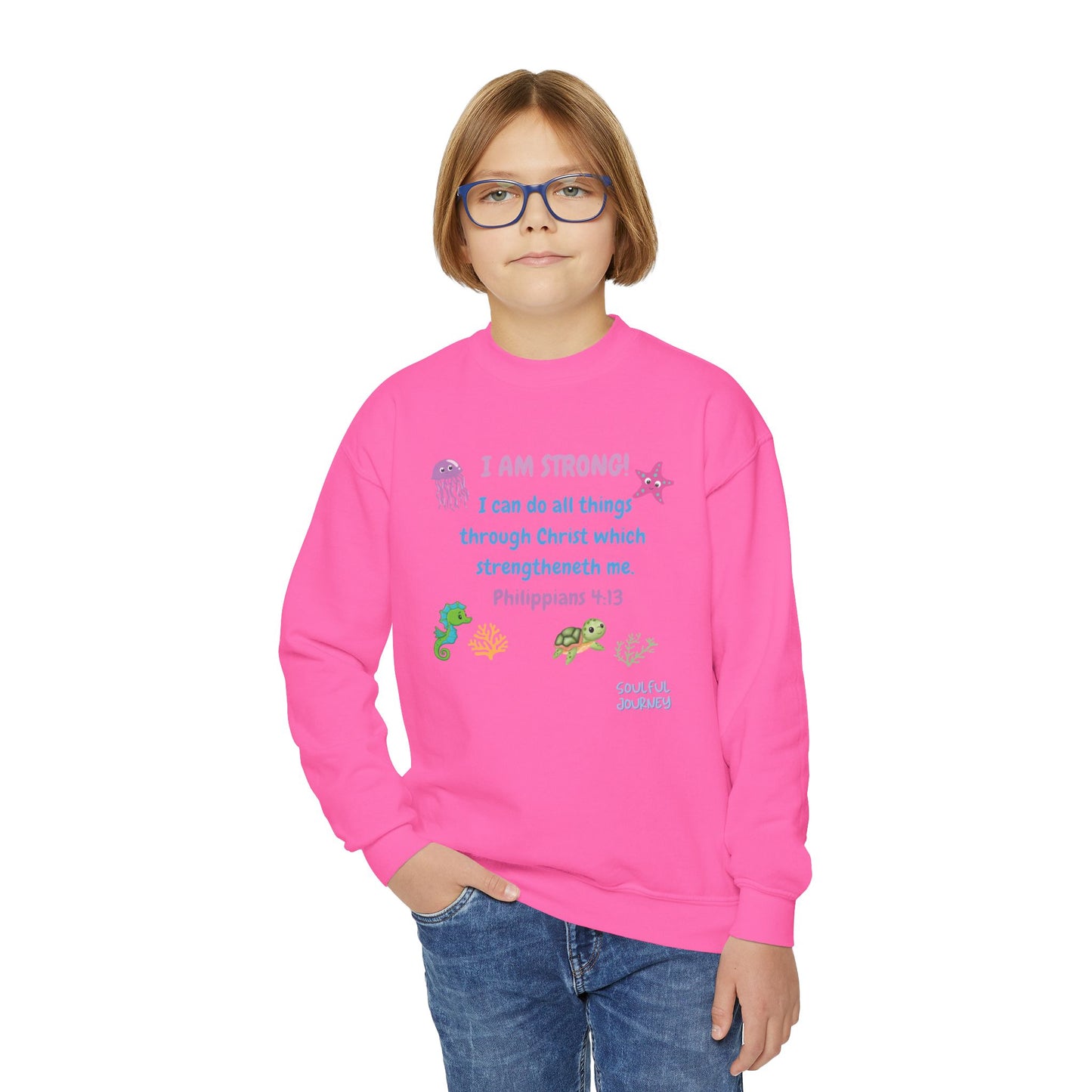 I Am Strong! Youth, Crewneck, Sweatshirt. -Soulful Journey!