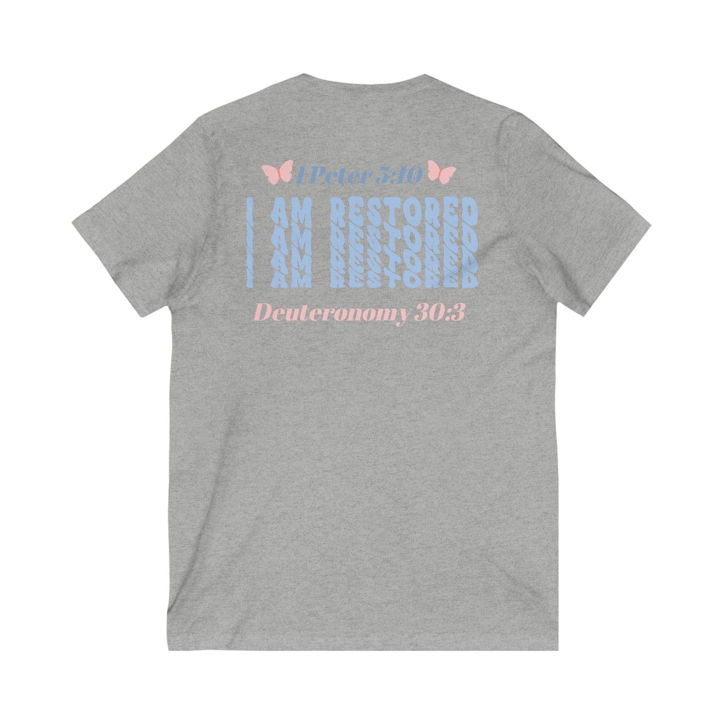 I Am Restored! Cotton, V-Neck Tee. -Soulful Journey!