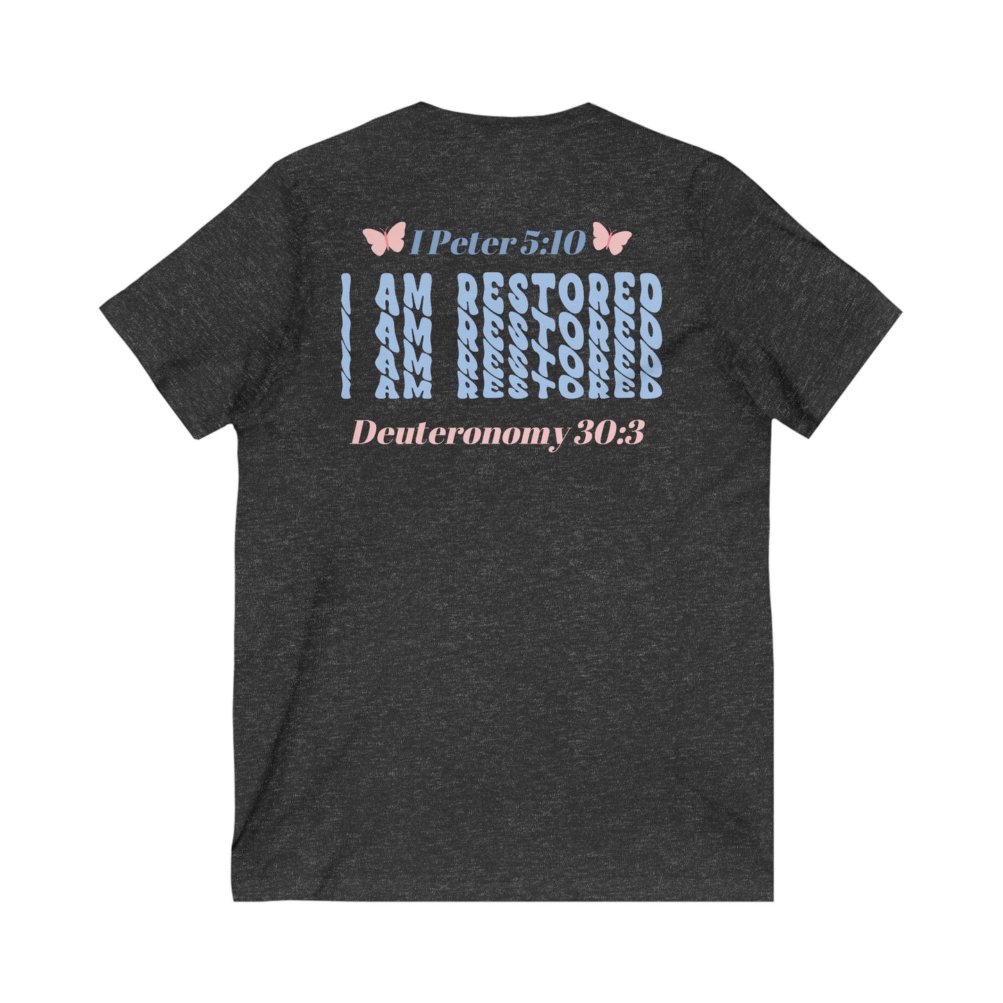 I Am Restored! Cotton, V-Neck Tee. -Soulful Journey!