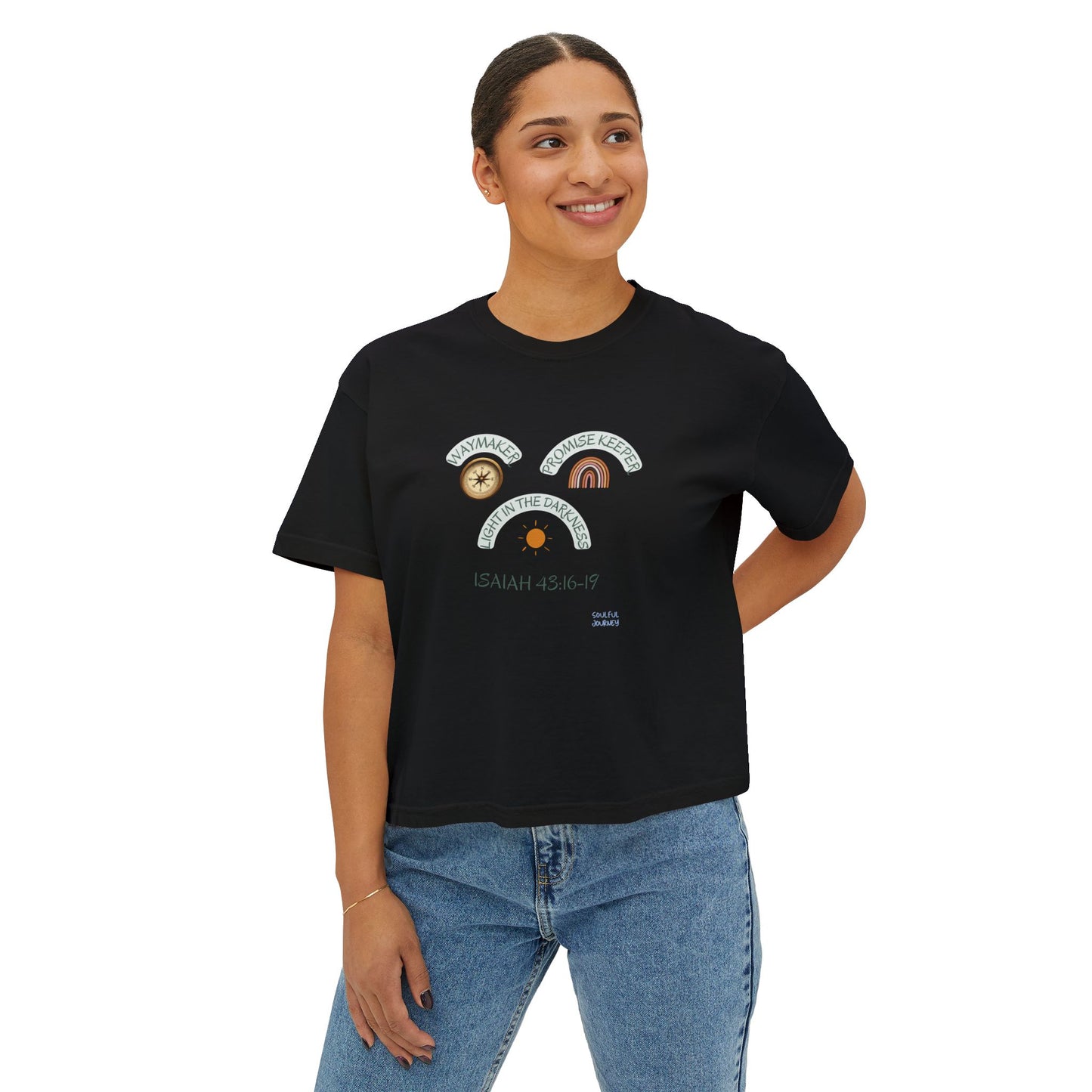 Waymaker, Promise Keeper, Light In The Darkness! Women's, Boxy, Cotton, Women's Sizing, T-Shirt. -Soulful Journey