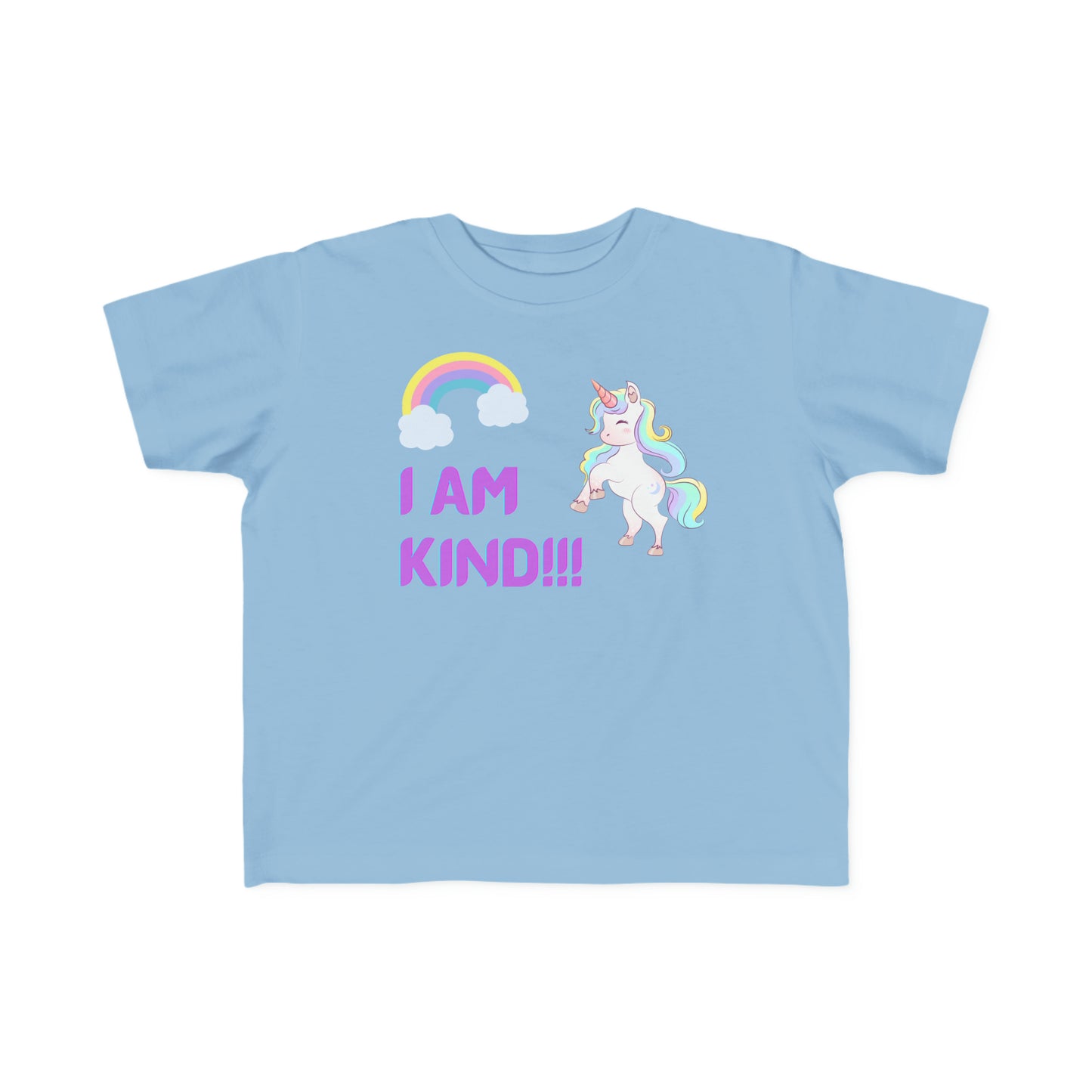 Toddler's Fine Jersey Tee I am kind! Unicorn and Rainbows.