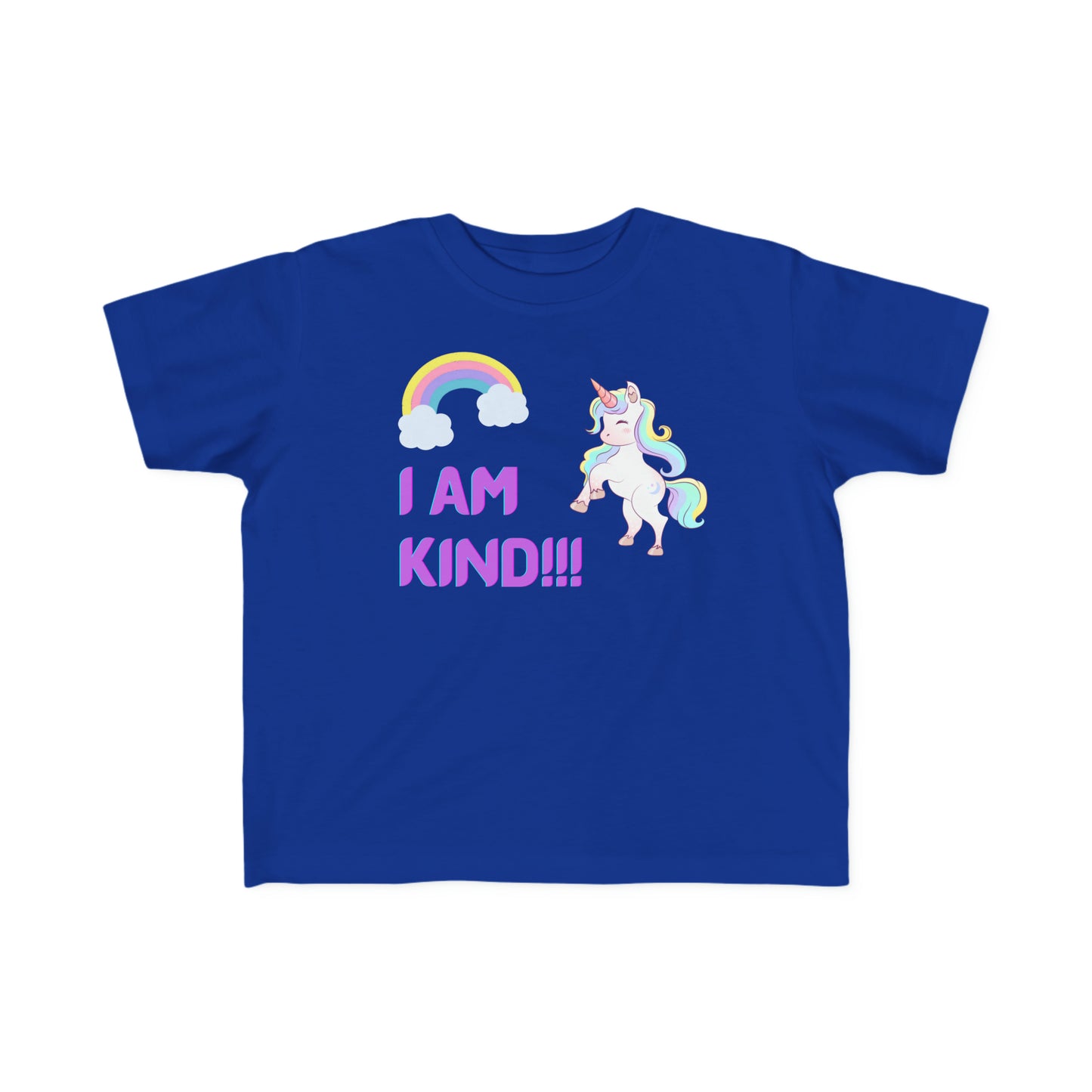 Toddler's Fine Jersey Tee I am kind! Unicorn and Rainbows.