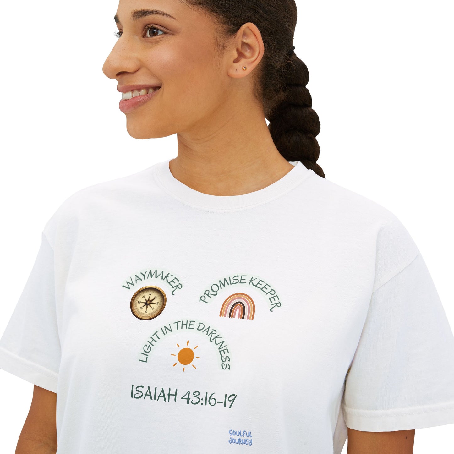 Waymaker, Promise Keeper, Light In The Darkness! Women's, Boxy, Cotton, Women's Sizing, T-Shirt. -Soulful Journey