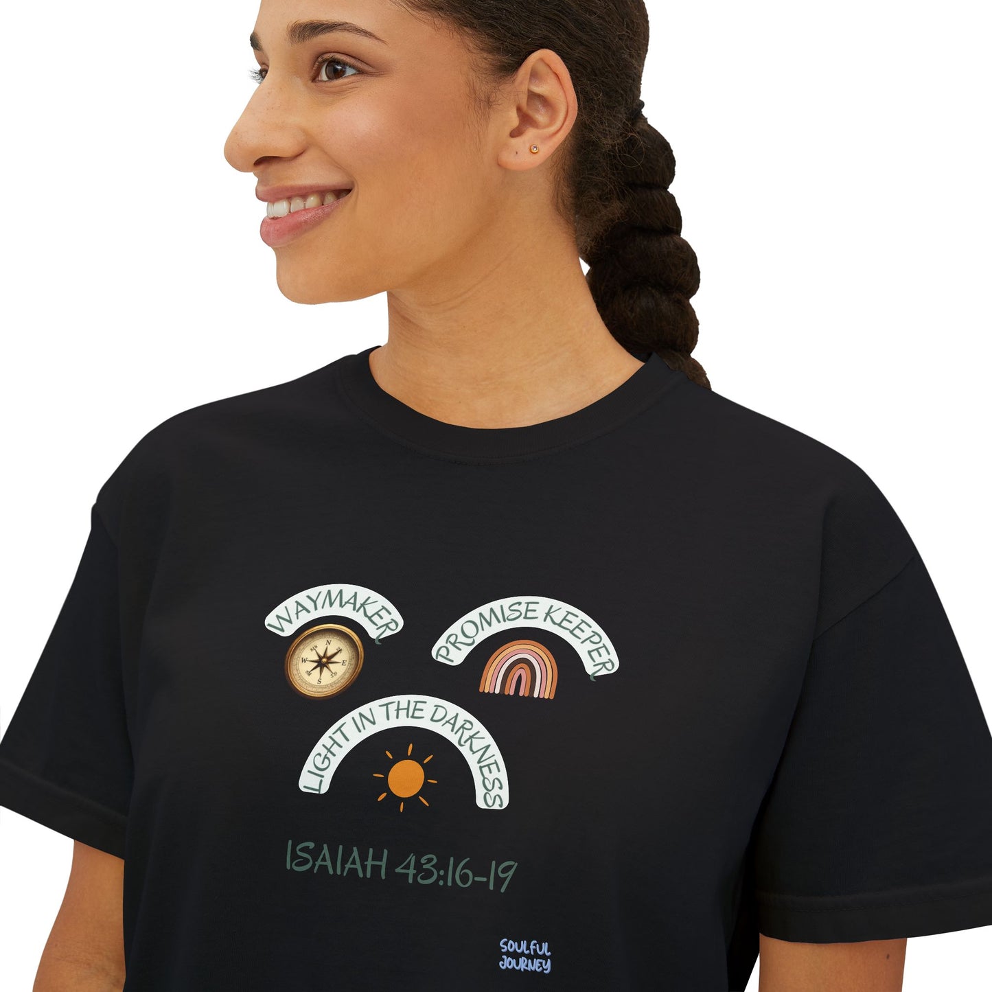 Waymaker, Promise Keeper, Light In The Darkness! Women's, Boxy, Cotton, Women's Sizing, T-Shirt. -Soulful Journey