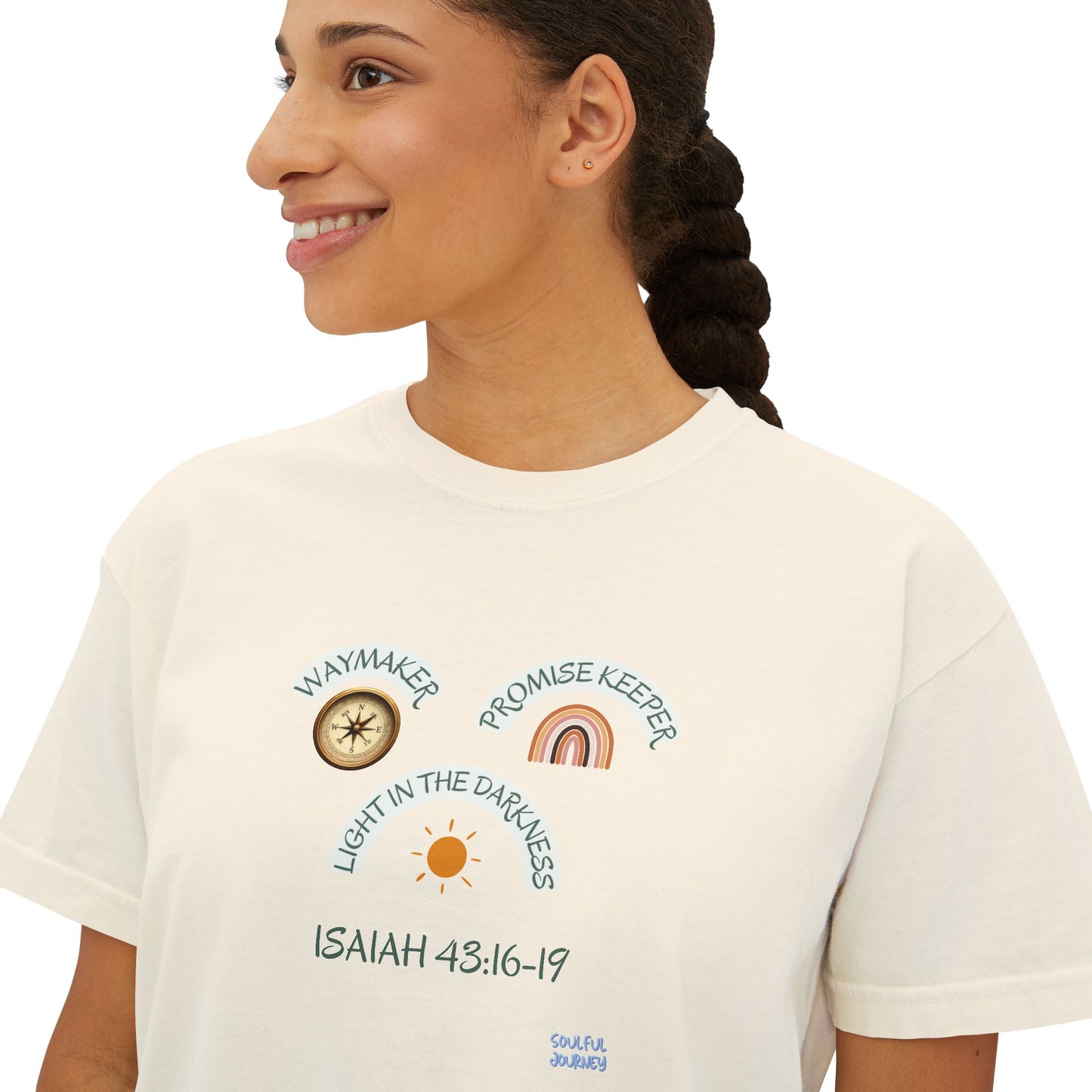Waymaker, Promise Keeper, Light In The Darkness! Women's, Boxy, Cotton, Women's Sizing, T-Shirt. -Soulful Journey