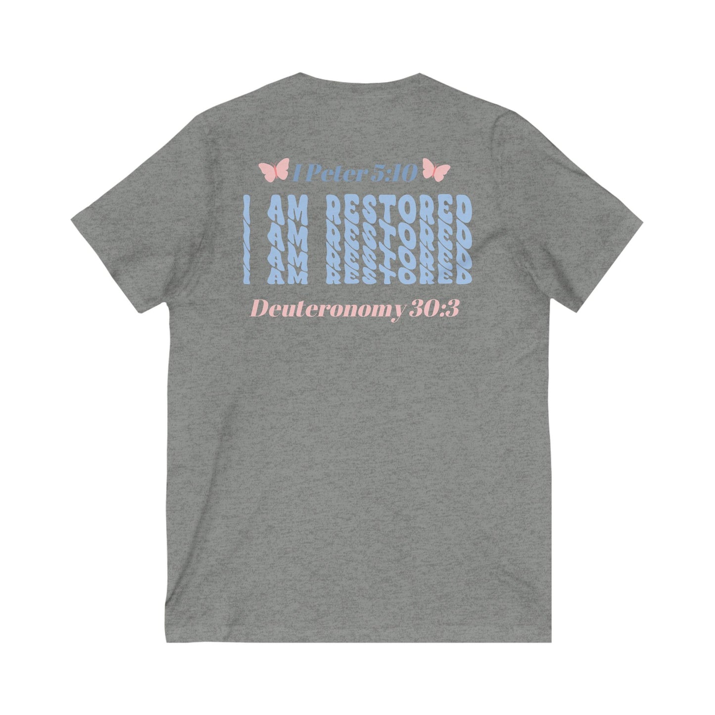 I Am Restored! Cotton, V-Neck Tee. -Soulful Journey!
